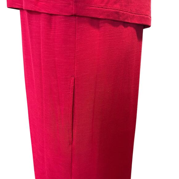 J. Jill Sangria Red Knit Layered Button Down Back Dress Size M Flowy Pockets - Picture 4 of 13